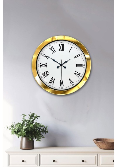 36 Cm Gold Metal Roma Rakamlı Duvar Saati Diğer