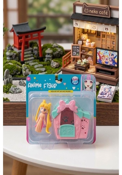 Minişler Anime 4 Parça Işıklı Toplu Köpek Kulübeli Sorina Anime Kızlı Oyuncak Figür Seti