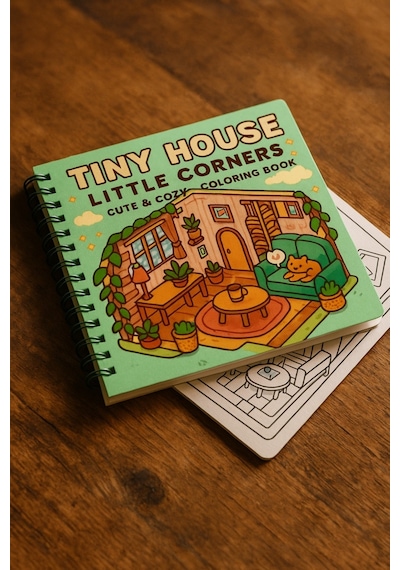 Tiny House Little İsometric Corners 20x20 Cm Büyük Boyama Kitabı, Çocuklar Ve Yetişkinler