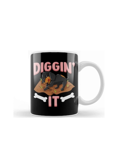 Funny Diggin' It Cute Dachshund Pun Digging Bones Kupa Bardak Porselen Karışık