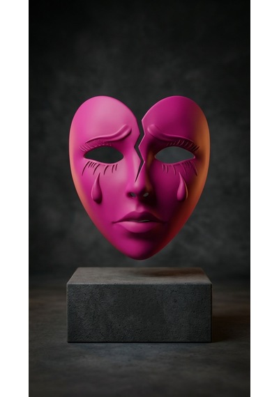 Kırık Kalp Tematik Pembe Yüz Maskesi Cosplay & Kostüm Aksesuarı