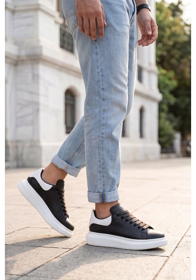 Liaquenn - Rahat Ve Hafif Yüksek Tabanlı Yürüyüş Günlük Spor Giy Çık Unisex Siyah-beyaz Sneaker ... Siyah Beyaz
