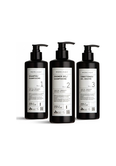 Mercada Siyah No1 Purifying And Soothing Shampoo 380 Ml + No 2 Shower Gel 380 Ml + No 3 Conditioner 380 Ml