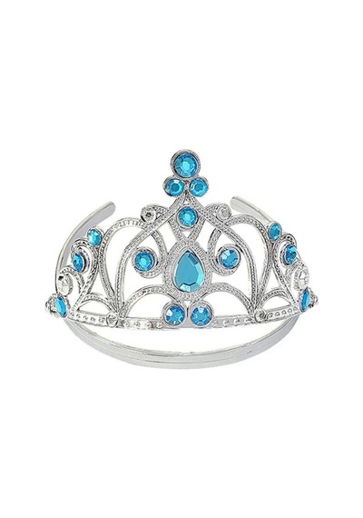 Mavi - 92 - Taşlı Elsa Çocuk Tacı Prenses Tacı Kraliçe Tacı - Csmo-tex - 16x14 Cm