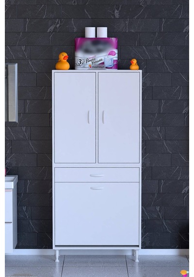 Yeni Afra 75 Cm 2 Gözlü Kirli Çamaşır Sepet, 2 Kapak Ve Çekmeceli 8 Raflı Çok Amaçlı Banyo Dolabı 75 Cm Yeni Afra 75 Cm 2 Gözlü Kirli Çamaşır Sepet, 2 Kapak Ve Çekmeceli 8 Raflı Çok Amaçlı Banyo Dolabı 75 Cm