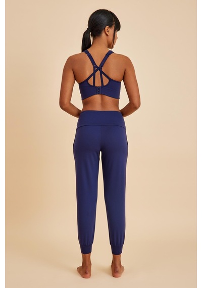 Sportive Lacivert Light Touch Bilekten Lastikli Yüksek Bel Jogger Kadın Eşofman Alt Lacivert