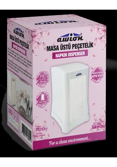 Üçtem Plastik Masaüstü Peçetelik Beyaz Çok Renkli