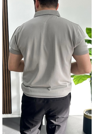 Erkek Desenli Polo Yaka Tişört Gri Edw460 Gri