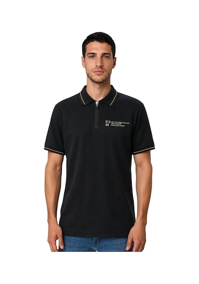Arma Ar-ma Erkek Polo Yaka Tişört Baskisiz Basic Yaka Fermuarli Örme Kumaş Regular Fit %100 Pamuk 30/1 Çift Toplama Penye Pike Y31374357202 Siyah-s1