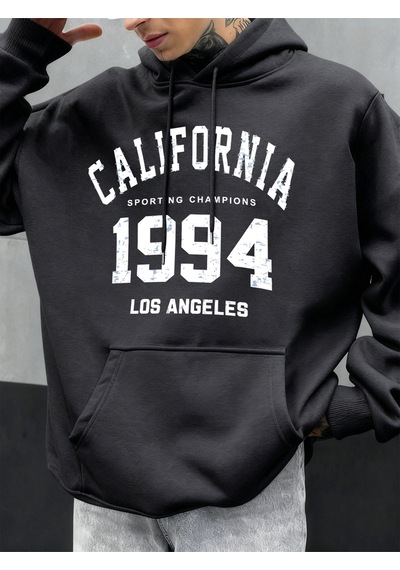 Startmore Startmorekaliforniya Mektubu 1994 Baskılar Hoodies Erkekler Sonbahar Moda Cep Hoody Rahat Polar Street Antrasit