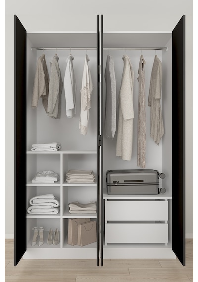 Aeka Ae-3190 Burç 4 Kapaklı Çok Bölmeli Askılı Raflı Ve Çekmeceli 210x140x53cm Gardırop Beyaz - Antrasit Aeka Ae-3190 Burç 4 Kapaklı Çok Bölmeli Askılı Raflı Ve Çekmeceli 210x140x53cm Gardırop Beyaz - Antrasit