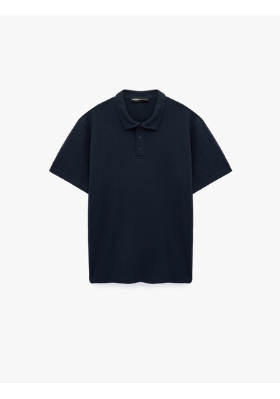 Koton Regular Fit Kısa Kollu Düğmeli Polo Yaka Basic Tişört Lacivert 6sam10417mk