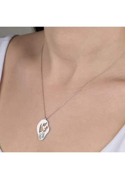Swarovski Taşlı Gümüş Anne Bebek Kadın Kolye (551181411)