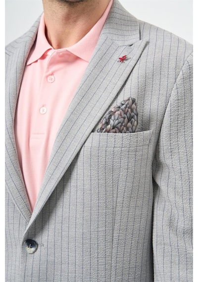 İmza Gri Çizgili Gofreli Kırlangıç Yaka Likralı 6 Drop Slim Fit Dar Kesim Klasik Ceket 1002240111 Gri İmza Gri Çizgili Gofreli Kırlangıç Yaka Likralı 6 Drop Slim Fit Dar Kesim Klasik Ceket 1002240111 Gri