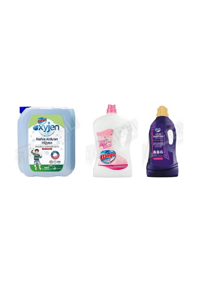 Bingo Çamaşır Suyu 4 Lt + Yüzey Tem. Fresh 2.5 Lt + Giysi Şampuanı 3 L 3'lü Set Diğer
