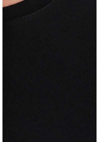 Tudors Erkek Slim Fit Dar Kesim Pamuklu Yumuşak Doku Likralı Esnek Kumaş Basic Siyah Bisiklet Yaka Tişört-20409