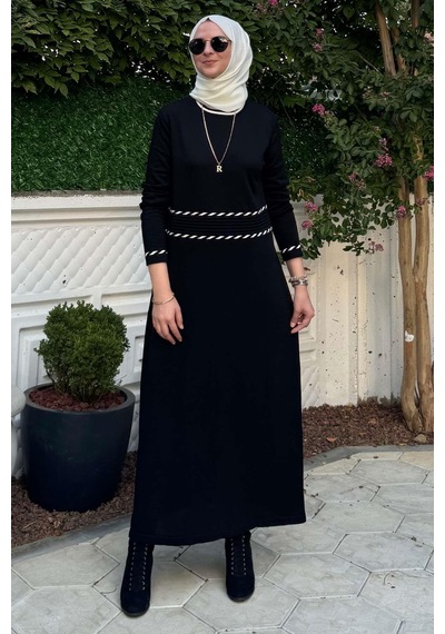 Rabia Şamlı Samanyolu Siyah Triko Elbise Normal