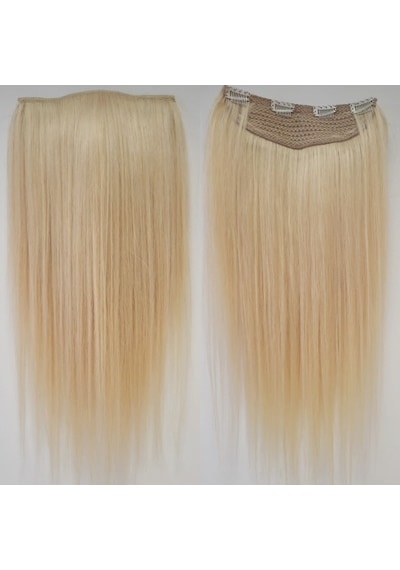60 cm Platin Sarısı Yarımay Çıt Çıt Postiş Doğal Saç