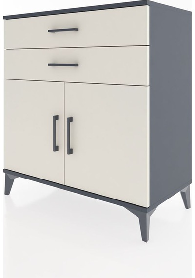 Hyperion Şifonyer 2 Çekmeceli 2 Kapaklı 88x44x96 Antrasit-aytaşı Antrasit