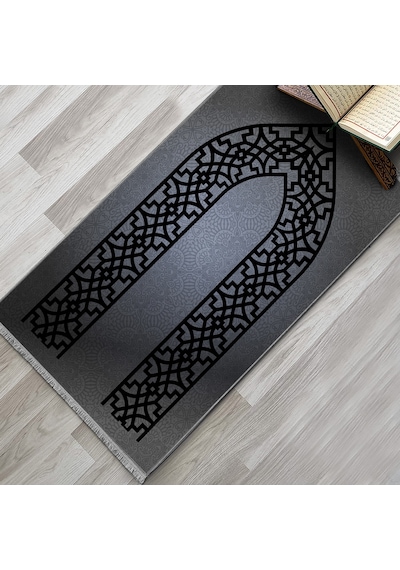 Evaşk Namazlık Dokuma Halı Kaymaz Muslumana Seccade 80 x 130 GRİ EVAŞK405C66
