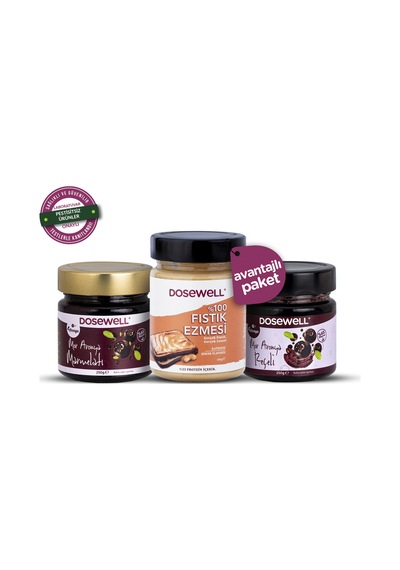 Dosewell 3'lü Kahvaltı Seti - Fıstık Ezmesi 300g, Marmelat 250g, Reçel 250g
