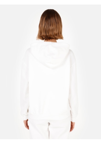 Colin's Colins Normal Kesim Kapüşonlu Cepli Beyaz Kadın Sweatshirt Cl1070188 Cl1070188 Q1.v2 Wht Beyaz