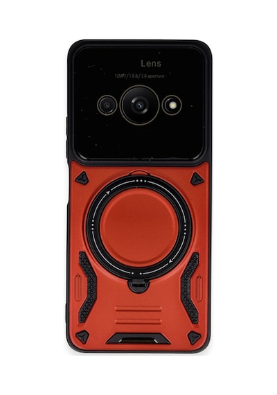 Xiaomi Poco C61 Uyumlu Kılıf Joy Lens Standlı Kapak - Kırmızı