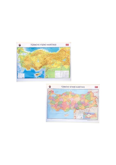 İnter 70X100CM Çıtalı Askılı Türkiye Siyasi-Fiziki Harita