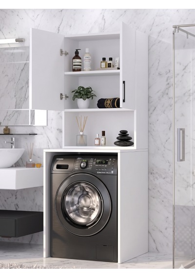 Bleu Çamaşır Makine Dolabı Çok Amaçlı Dolap Banyo Kiler Beyaz