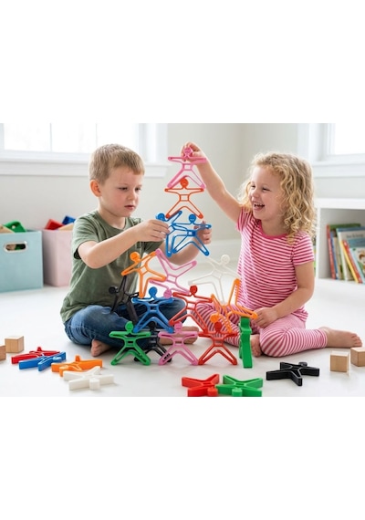 Akrobat Denge Oyunu - Montessori Eğitici Koordinasyon Geliştirici Oyuncak Kulesi -10adet- Rengarenk