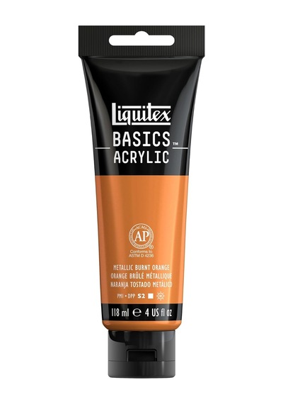 Basıcs Akrilik Boya, 118ml 4 Oz Tüp, Metalik Yanmış Turuncu Renkli