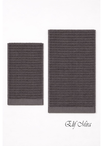 2 Parça Banyo Havlusu Seti Pamuklu Şeyma 70x140 + 50x85 Cm Antrasit