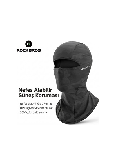 Rockbros Yazlık Buz İpek Balaklava Yüz Maskesi Siyah