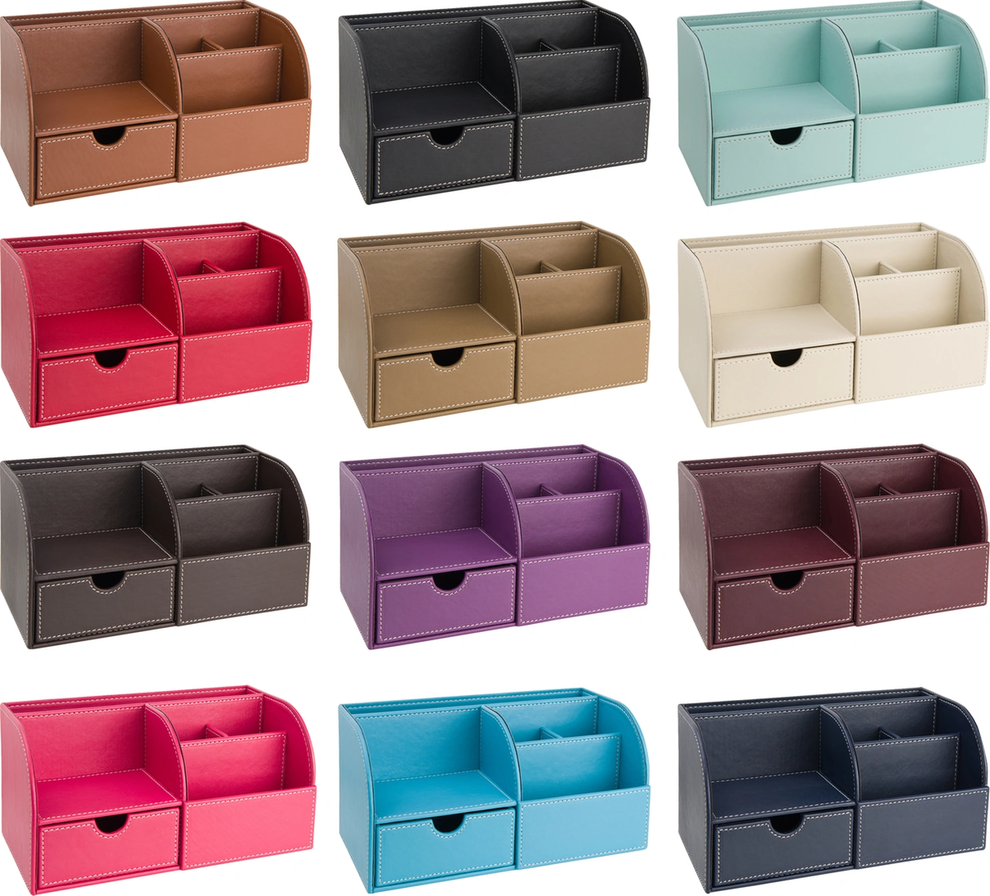 Masaüstü Düzenleyici,kalemlik,kumandalık,küpbloknotluk,tabletlik,kitaplık,6 Gözlü,çekmeceli,desktop Organizer,vegan,24,5 13 12 Bordo