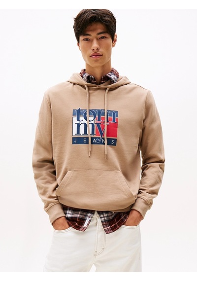Tommy Hilfiger Erkek Marka Logolu Kapüşonlu Şık Görünüşlü Bej Sweatshirt Dm0dm22092 Afe
