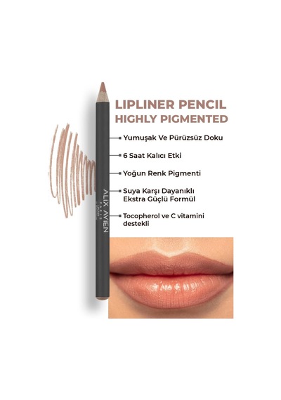 Uzun Süre Kalıcı Dağılma Yapmayan Nemlendirici Dudak Kalemi - Lipliner Pencil 01 Peach Nude Çok Renkli