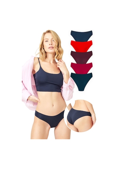 Cottonhill Basic İz Yapmayan Lazer Kesim Kadın Bikini Külot 5'li Paket - 2 Model2 Çok Renkli