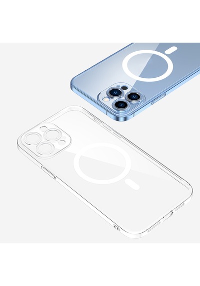 Apple Uyumlu iPhone 13 Pro Max Kamera Korumalı M-safe Şarj Özellikli Şeffaf Ardx London Silikon Kapak - Şeffaf Şeffaf