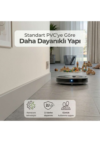 Espumo Kompozit Süpürgelik 8 cm Açık Gri | Suya Dayanıklı Parke Duvar Süpürgelik 2,40 m ESP202
