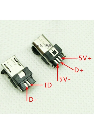 5 Adet 5 Pin Micro USB Şarj Kablosu Soketi - Beyaz