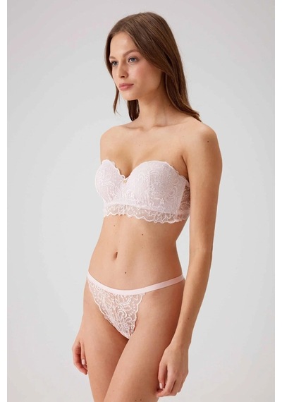 Pierre Cardin Kadın Pudra 4736 Desteksiz Straplez Sütyen Takım Pudra