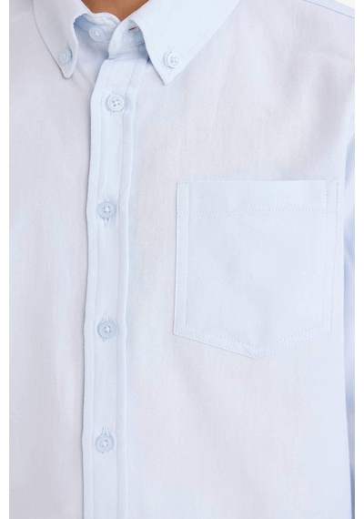 Defacto Erkek Çocuk Polo Yaka Oxford Uzun Kollu Basic Düz Gömlek W3215a626spbe61 Mavi-be61