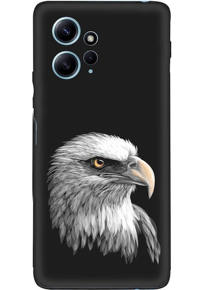 Xiaomi Redmi Note 12 4g İle Uyumlu Kartal 0214c Tasarımlı Siyah Lansman Kılıf Çok Renkli