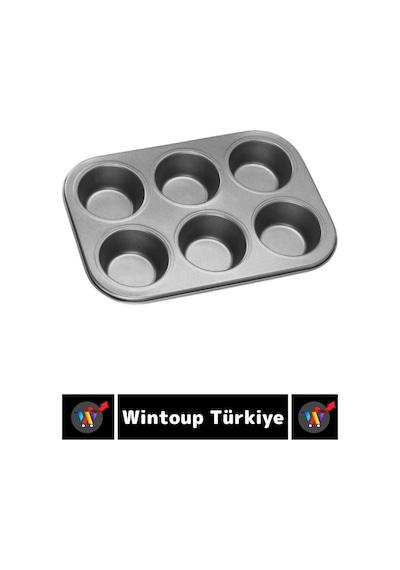 Premium Isıya Dayanıklı Yapışmaz Kolay Temizlenir Kek Brownie Cupcake 6'lı Muffin Kek Kalıbı Çok Renkli