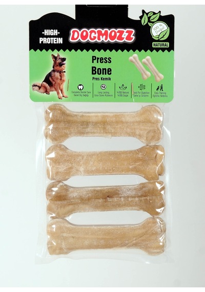 Dogmozz Premium Deri Pres Kahverengi Köpek Kemiği 12 CM 4'lü