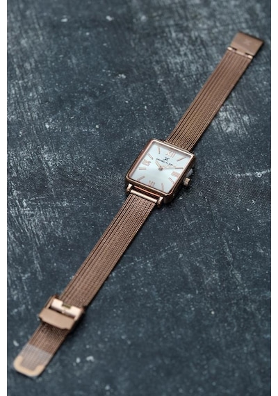 Daniel Klein Dke.1.10741-5 Dikdörtgen Kasa Hasır Kordon Minimal Tasarım Kadın Kol Saati Rose Gold