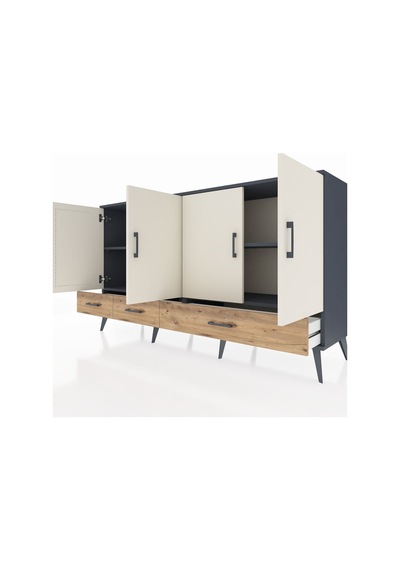 Hyperion Konsol 6 Raflı 3 Çekmeceli 4 Kapaklı 176x44x99 Antrasit- Antrasit-aytaşı/çam Hyperion Konsol 6 Raflı 3 Çekmeceli 4 Kapaklı 176x44x99 Antrasit- Antrasit-aytaşı/çam