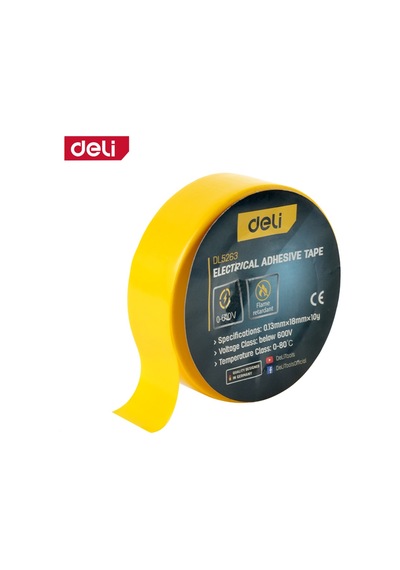 Delı Elektrik Yalıtım Bandı 0.13mm 18mm 10m Sarı İzolasyon Bandı