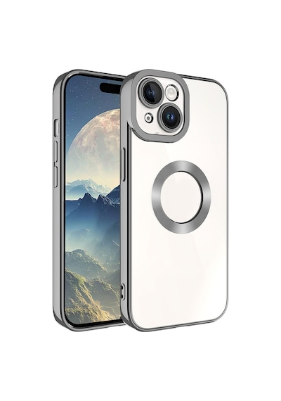 Apple Uyumlu iPhone 15 Kılıf Kamera Korumalı Logo Gösteren Omega Kapak