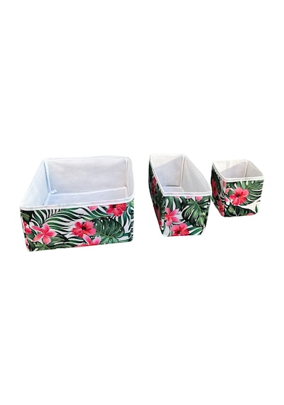 3'lü Çekmece İçi Çamaşır Düzenleyici Çocuk Odası Katlanır Saklama Kutusu Organizer Set-yeşil Yaprak Siyah